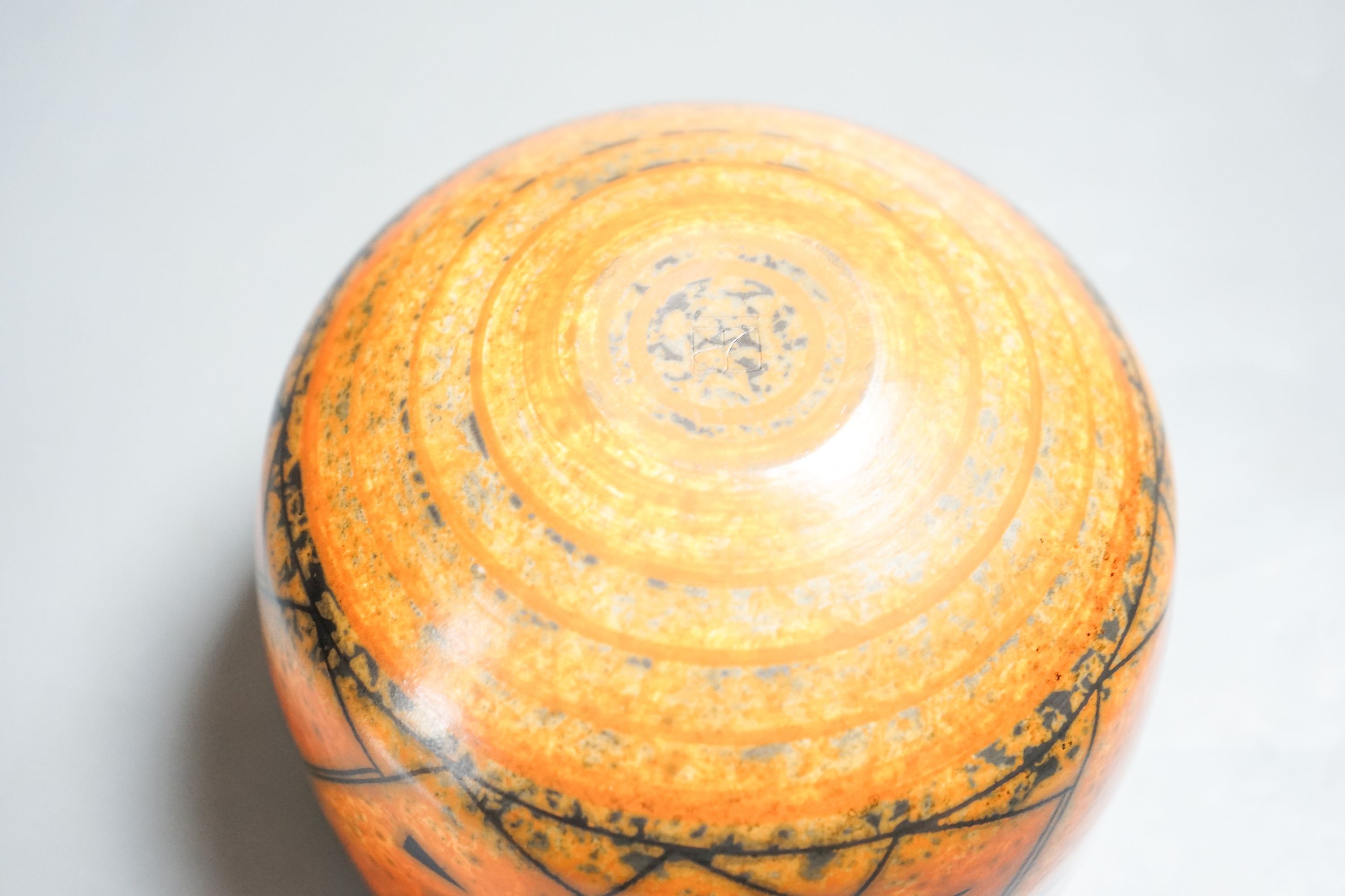 Duncan Ross (b.1943), a burnished terra-sigillata U-shaped vase (small glaze flake to rim) 15cm wide
